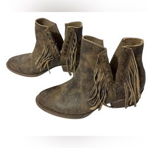 Circle G Fringe Western Ankle Boots Studded Cowgirl Rodeo Sz 7.5